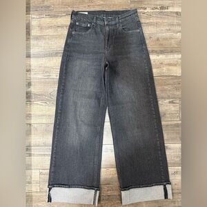 GAP High Rise Stride Wide Leg Cuffed Black/Charcoal Jeans 27/4R